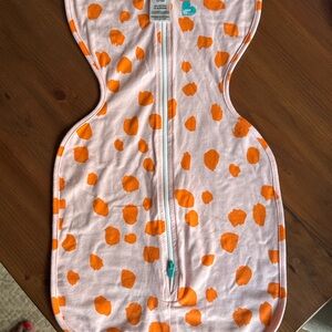 Love to dream Pink Swaddle with Orange Spot Print